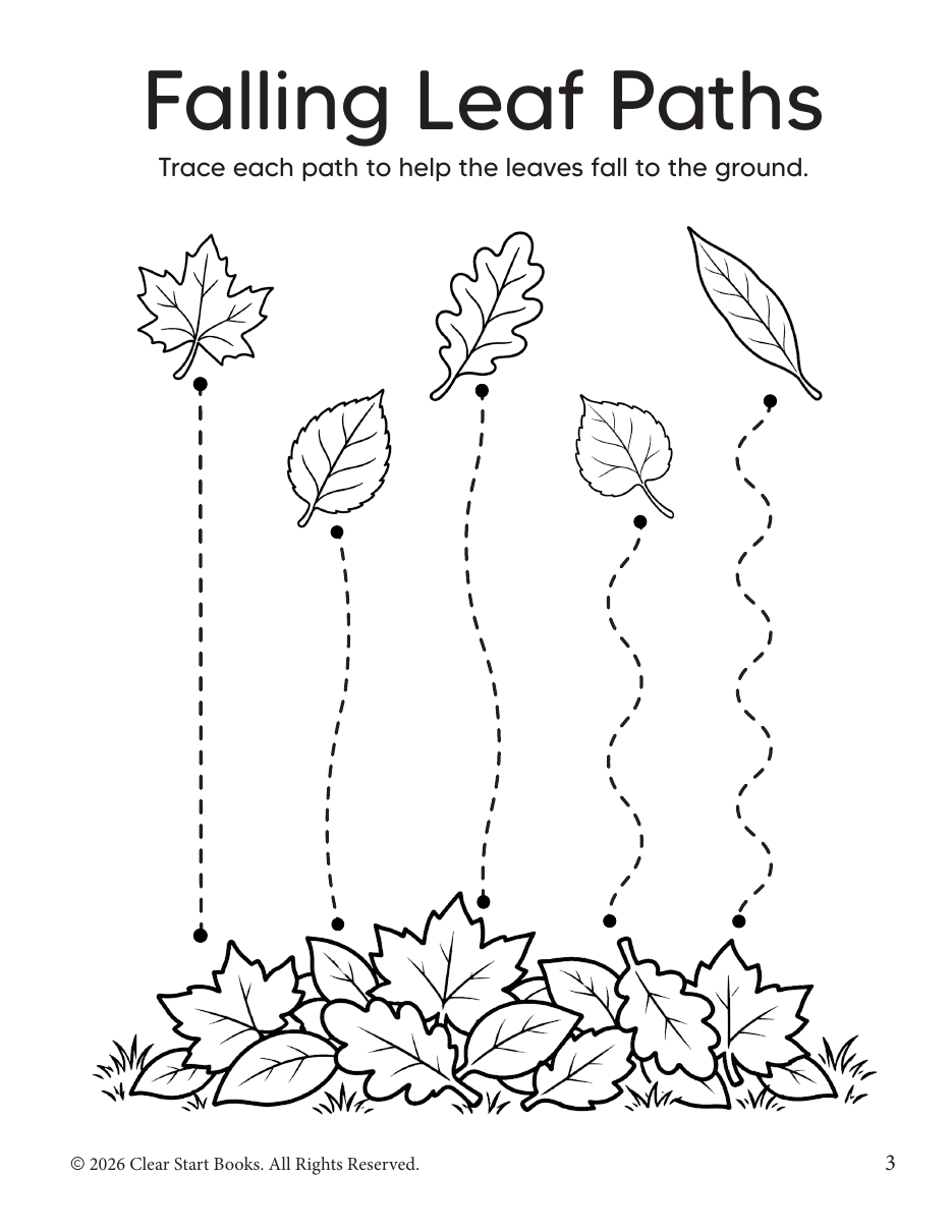 Falling Leaf Paths worksheet sample