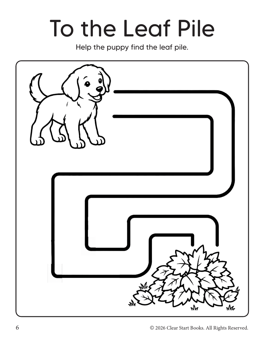 To the Leaf Pile maze worksheet sample