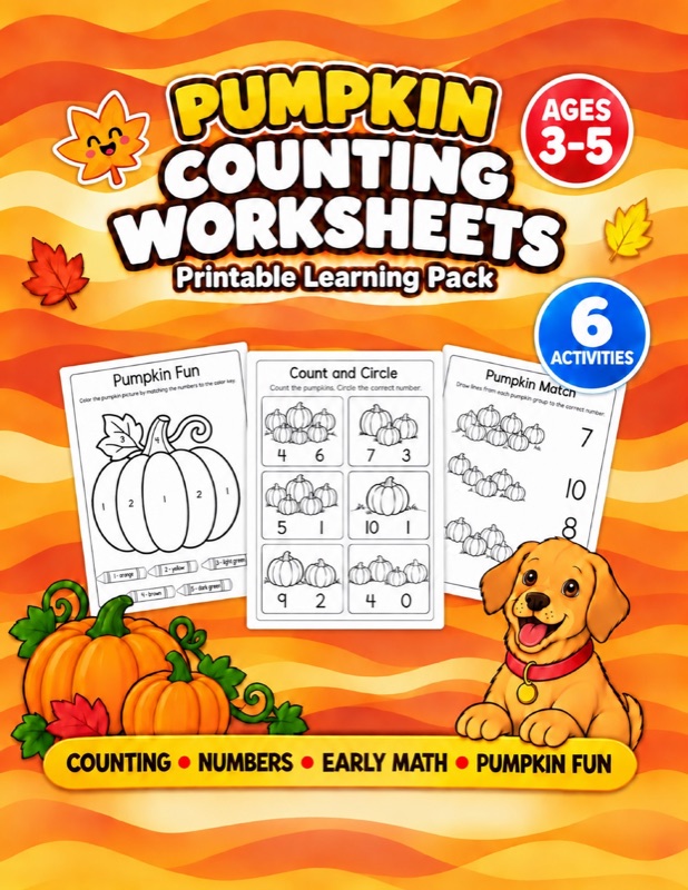 Pumpkin Counting Worksheets packet cover
