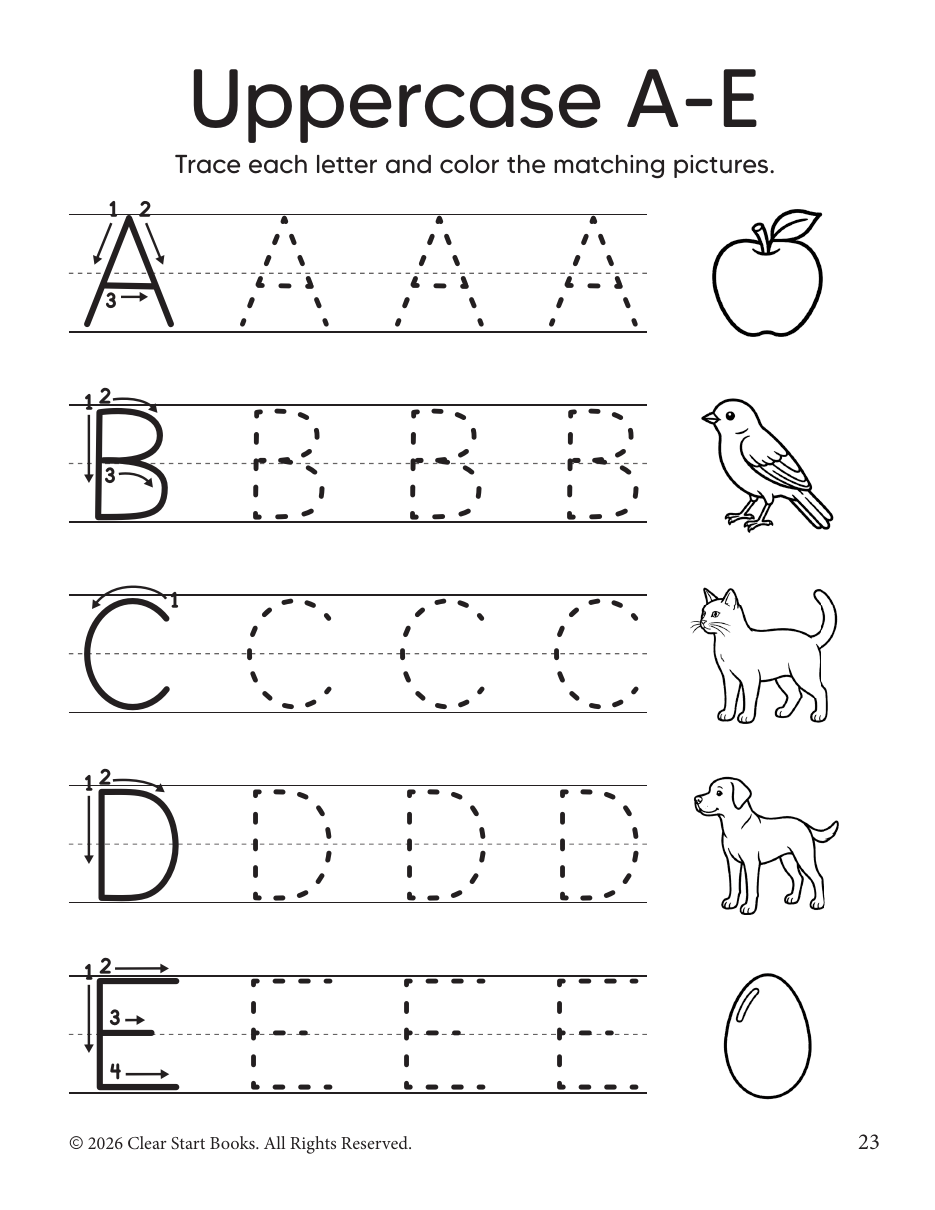 Uppercase letter tracing worksheet sample